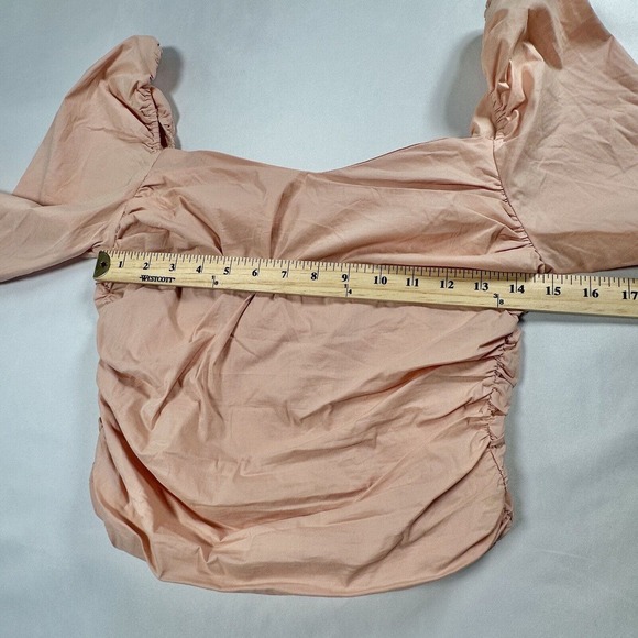 ASTR the Label Blush Sweetheart Ruched‎ Puff Long Sleeve Blouse Size Medium - Picture 8 of 9